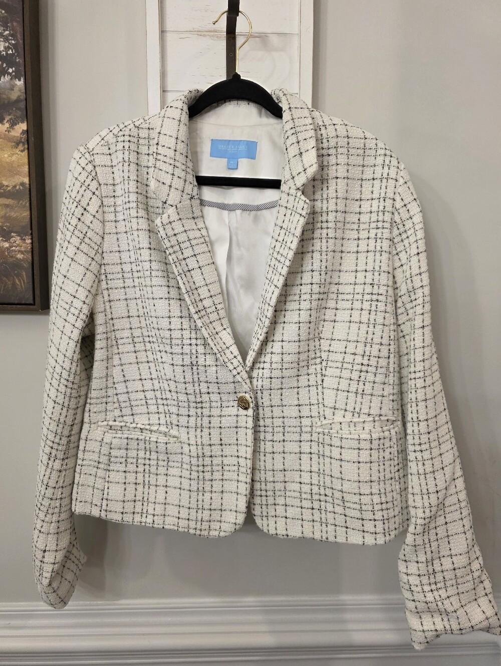 Boucle Tweed White Black Gold Blazer XL
